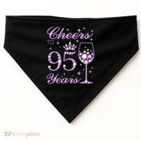 Cheers To 95 Years Old Purple Crown 95th Birthday USA-Made Doggie Bandana thumb 0