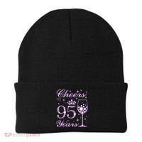 Cheers To 95 Years Old Purple Crown 95th Birthday Beanie thumb 0