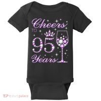 Cheers To 95 Years Old Purple Crown 95th Birthday Baby Bodysuit thumb 0