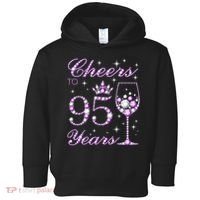 Cheers To 95 Years Old Purple Crown 95th Birthday Toddler Hoodie thumb 0