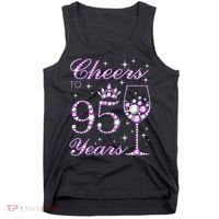 Cheers To 95 Years Old Purple Crown 95th Birthday Tank Top thumb 0