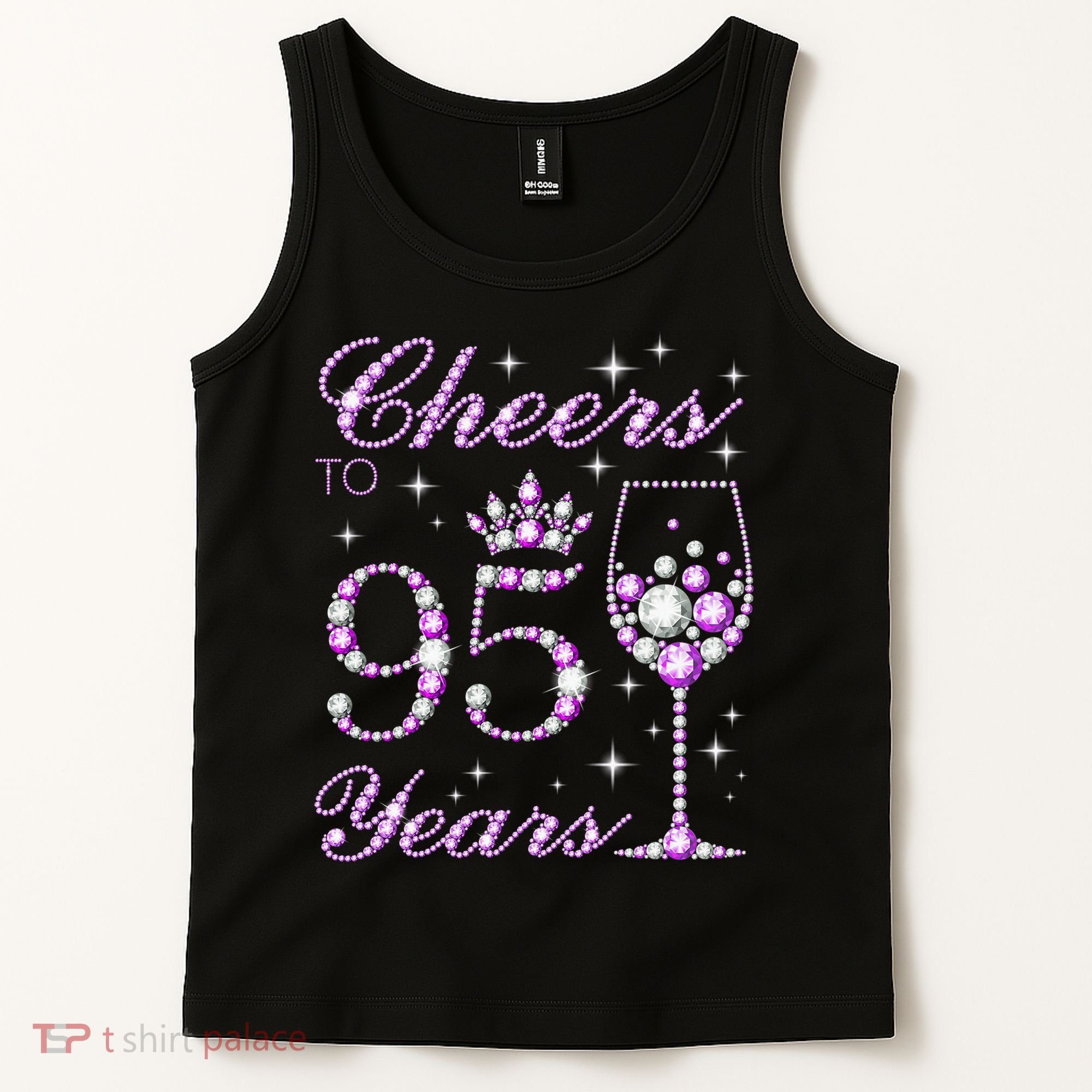 Cheers To 95 Years Old Purple Crown 95th Birthday Tank Top