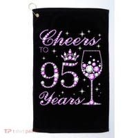 Cheers To 95 Years Old Purple Crown 95th Birthday Golf Towel thumb 0