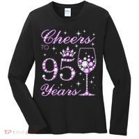Cheers To 95 Years Old Purple Crown 95th Birthday Women's Long Sleeve Shirt thumb 0