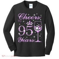 Cheers To 95 Years Old Purple Crown 95th Birthday Kids Long Sleeve Shirt thumb 0