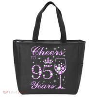 Cheers To 95 Years Old Purple Crown 95th Birthday Tote Bag thumb 0