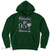 Cheers To 95 Years Old Purple Crown 95th Birthday Hoodie thumb 0