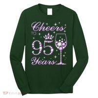 Cheers To 95 Years Old Purple Crown 95th Birthday Long Sleeve Shirt thumb 0