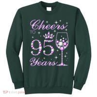 Cheers To 95 Years Old Purple Crown 95th Birthday Sweatshirt thumb 0