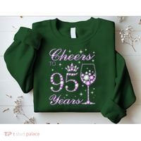 Cheers To 95 Years Old Purple Crown 95th Birthday Sweatshirt thumb 2