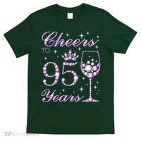 Cheers To 95 Years Old Purple Crown 95th Birthday T-Shirt thumb 0