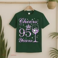 Cheers To 95 Years Old Purple Crown 95th Birthday T-Shirt thumb 2