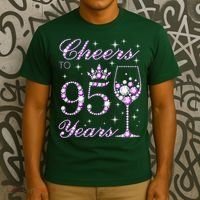 Cheers To 95 Years Old Purple Crown 95th Birthday T-Shirt thumb 3