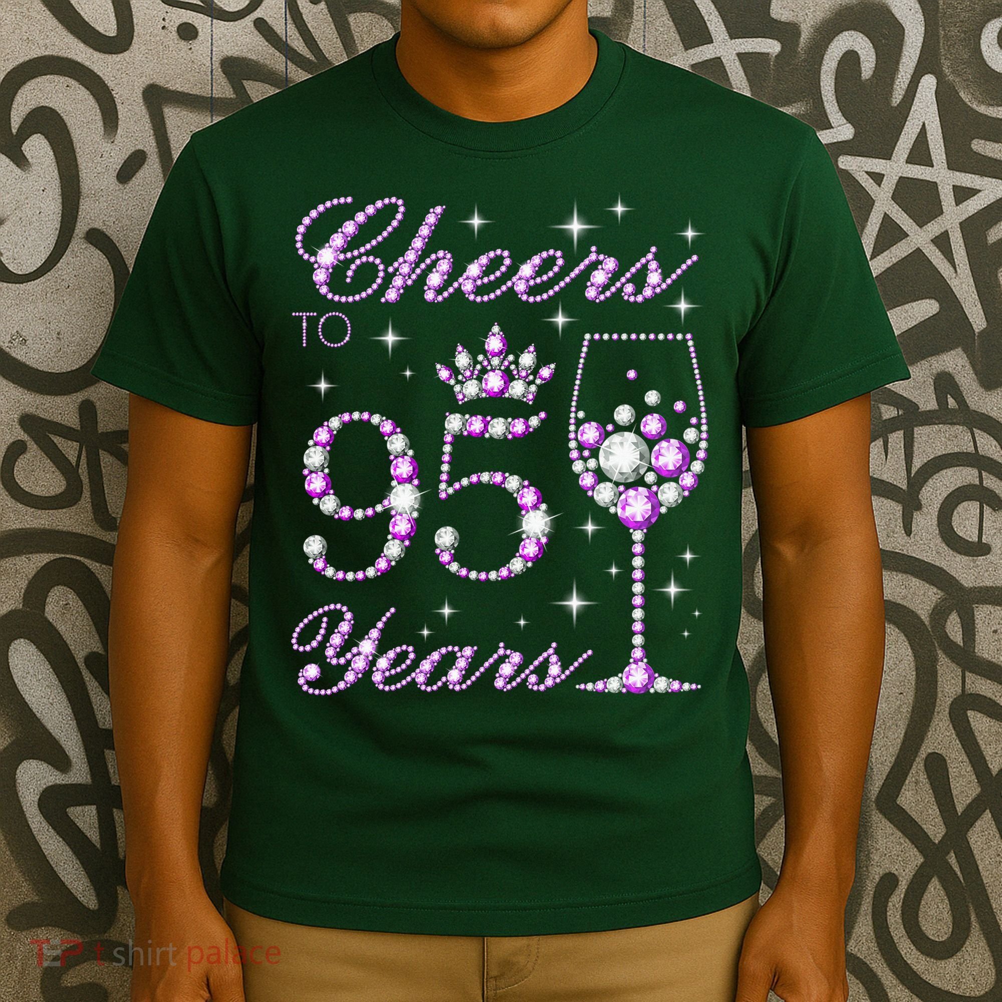 Cheers To 95 Years Old Purple Crown 95th Birthday T-Shirt