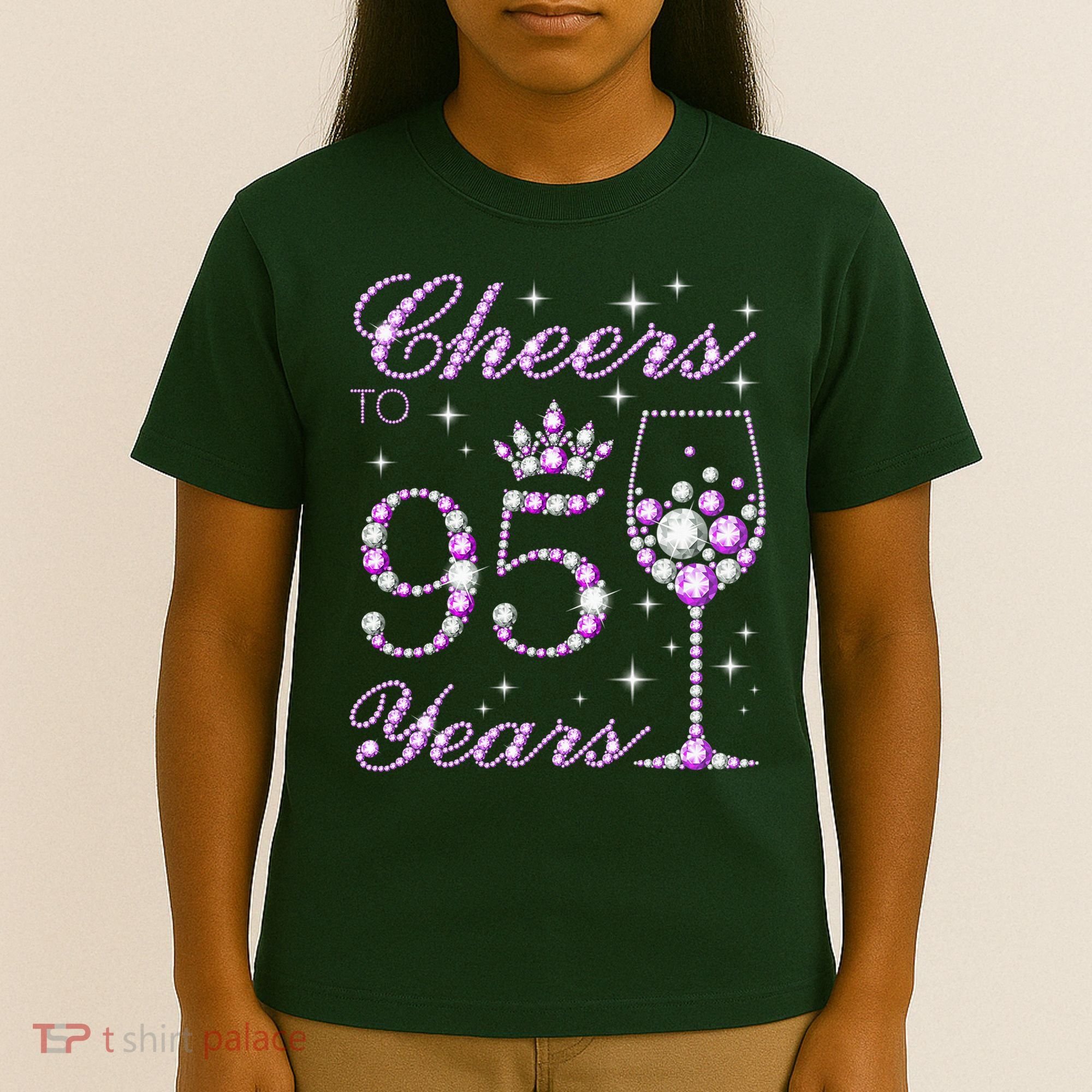 Cheers To 95 Years Old Purple Crown 95th Birthday T-Shirt