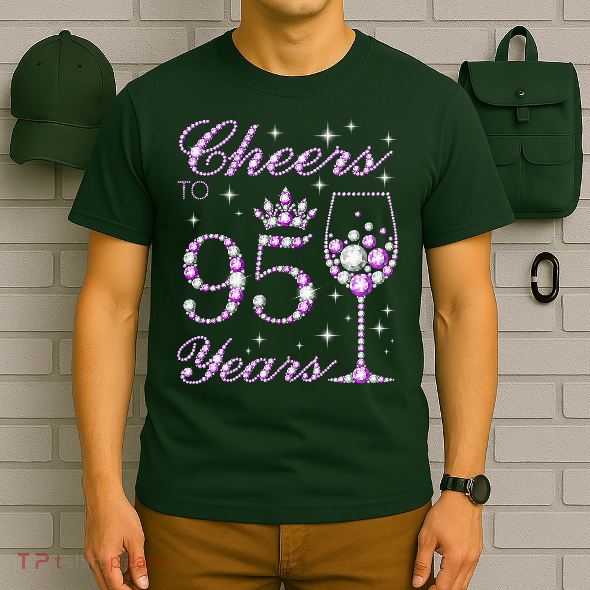 Cheers To 95 Years Old Purple Crown 95th Birthday T-Shirt