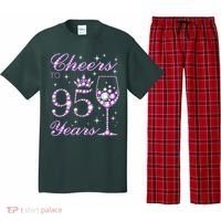 Cheers To 95 Years Old Purple Crown 95th Birthday Pajama Set thumb 0