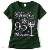 Cheers To 95 Years Old Purple Crown 95th Birthday Women's T-Shirt thumb 0