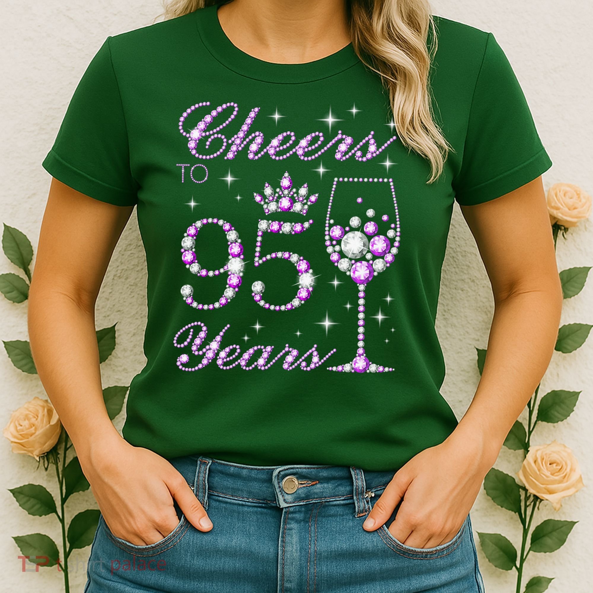Cheers To 95 Years Old Purple Crown 95th Birthday Women's T-Shirt