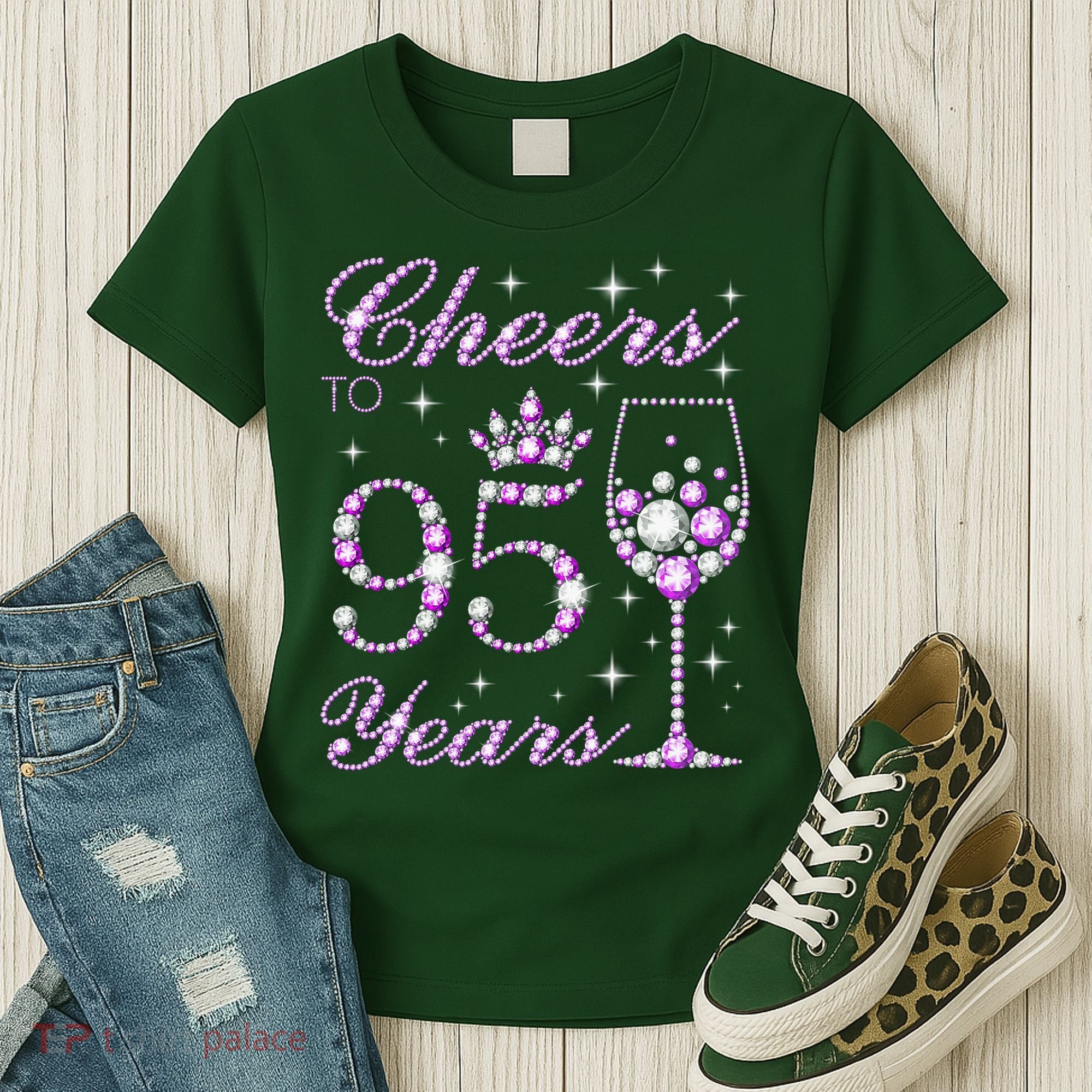 Cheers To 95 Years Old Purple Crown 95th Birthday Women's T-Shirt