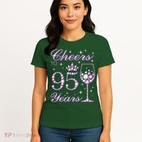 Cheers To 95 Years Old Purple Crown 95th Birthday Women's T-Shirt thumb 4