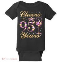 Cheers To 95 Years Old Queen 95th Birthday Party Baby Bodysuit thumb 0