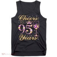 Cheers To 95 Years Old Queen 95th Birthday Party Tank Top thumb 0