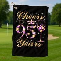 Cheers To 95 Years Old Queen 95th Birthday Party Golf Towel thumb 1