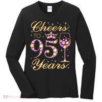 Cheers To 95 Years Old Queen 95th Birthday Party Women's Long Sleeve Shirt thumb 0