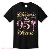 Cheers To 95 Years Old Queen 95th Birthday Party Kids T-Shirt thumb 0