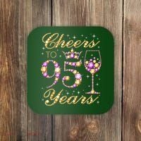 Cheers To 95 Years Old Queen 95th Birthday Party Coaster thumb 0