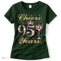 Cheers To 95 Years Old Queen 95th Birthday Party Women's T-Shirt thumb 0