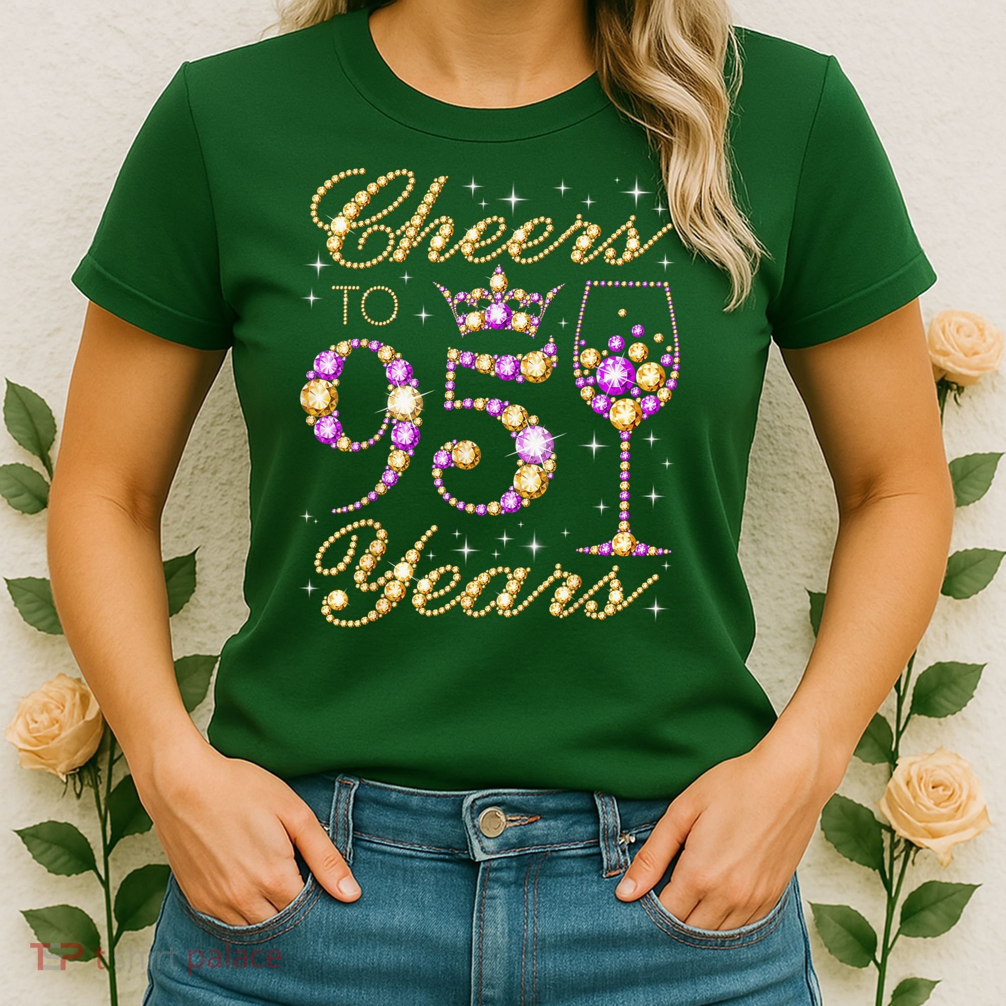 Cheers To 95 Years Old Queen 95th Birthday Party Women's T-Shirt