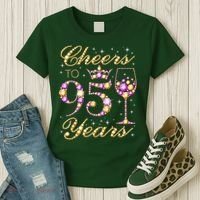 Cheers To 95 Years Old Queen 95th Birthday Party Women's T-Shirt thumb 3