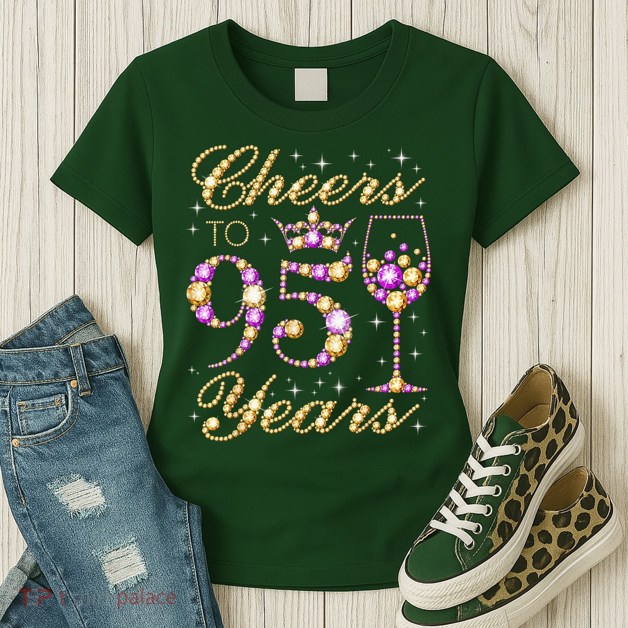 Cheers To 95 Years Old Queen 95th Birthday Party Women's T-Shirt