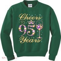Cheers To 95 Years Old Queen 95th Birthday Party Kids Sweatshirt thumb 0