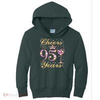 Cheers To 95 Years Old Queen 95th Birthday Party Kids Hoodie thumb 0