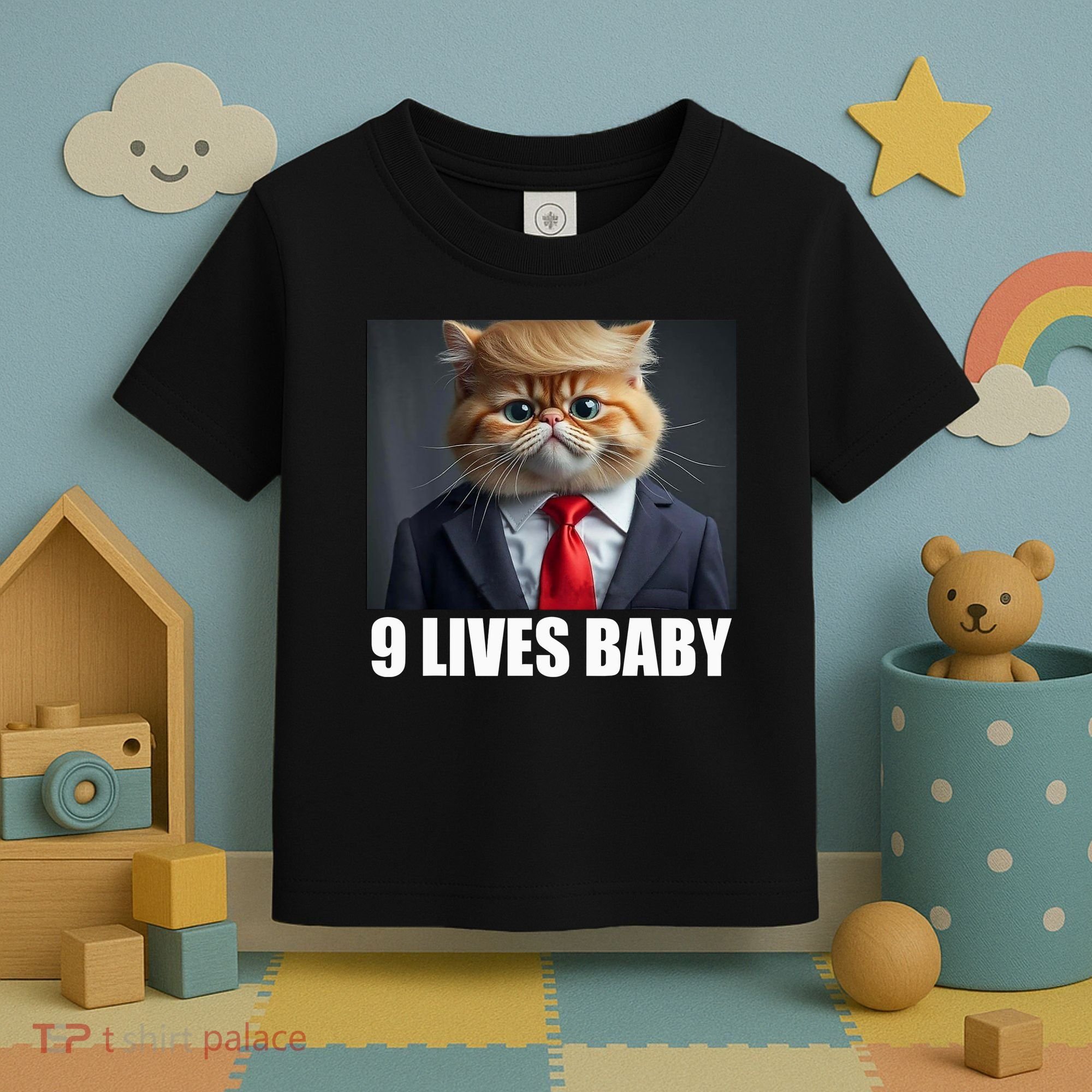 Cat Trump 9 Lives Baby Toddler T-Shirt