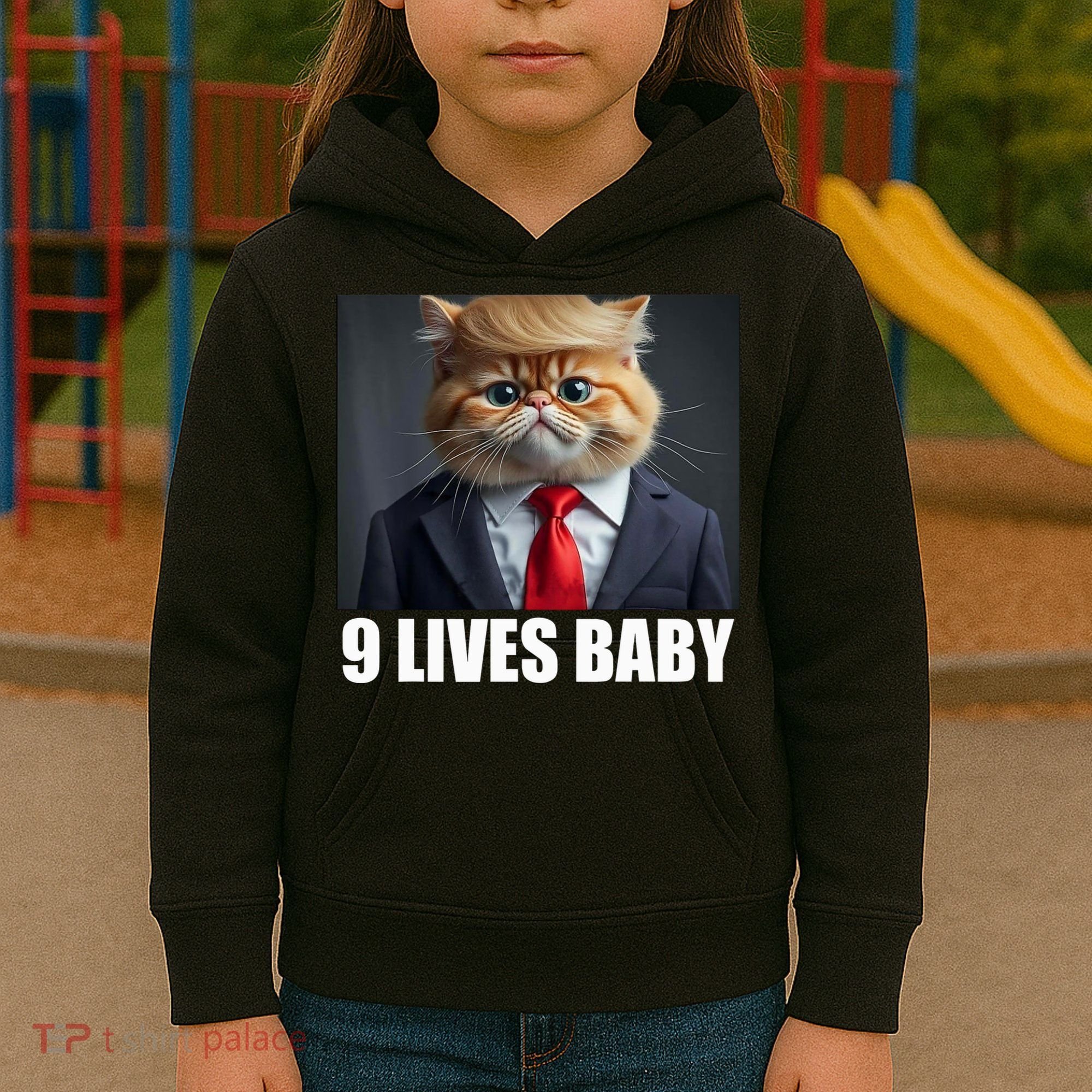 Cat Trump 9 Lives Baby Kids Hoodie