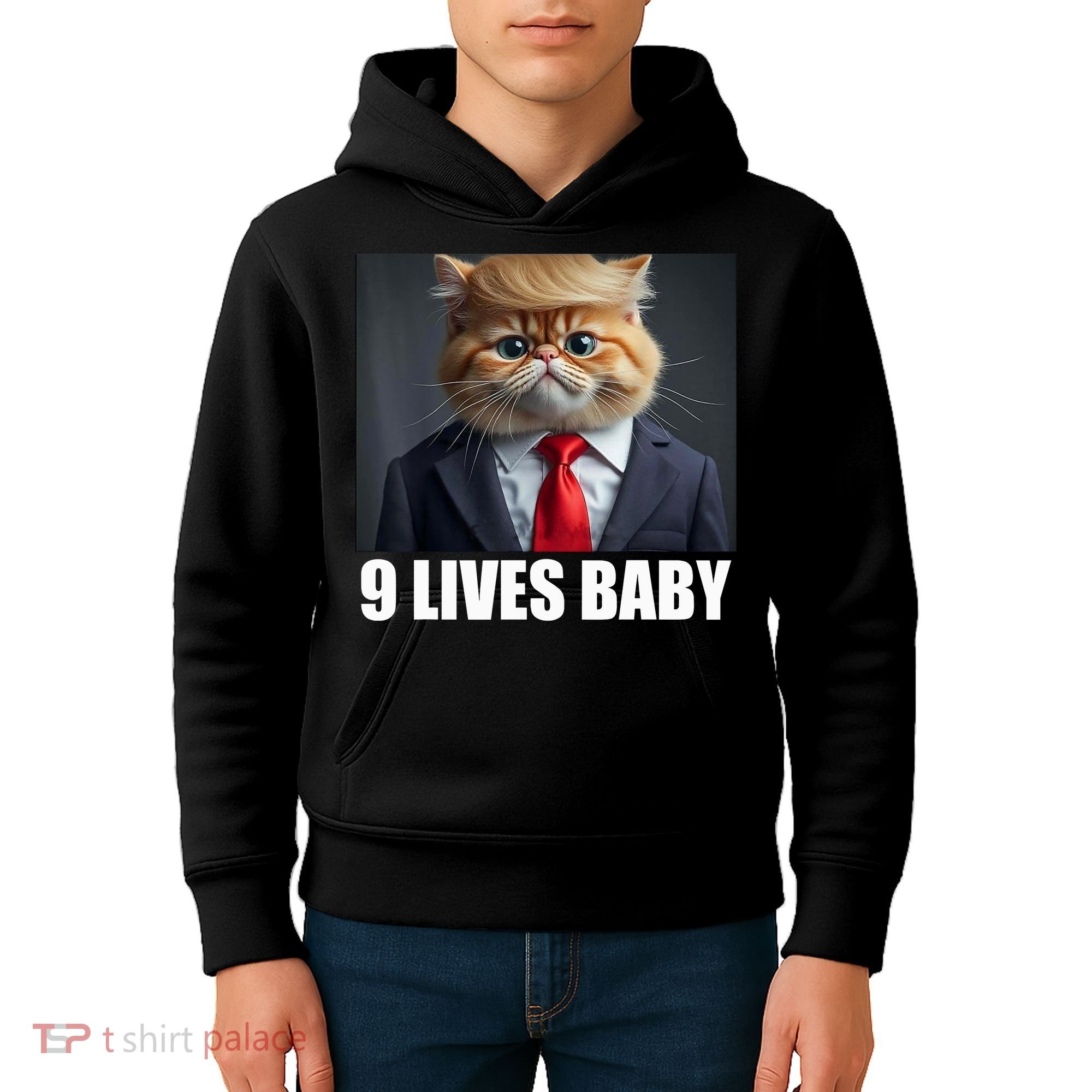 Cat Trump 9 Lives Baby Kids Hoodie