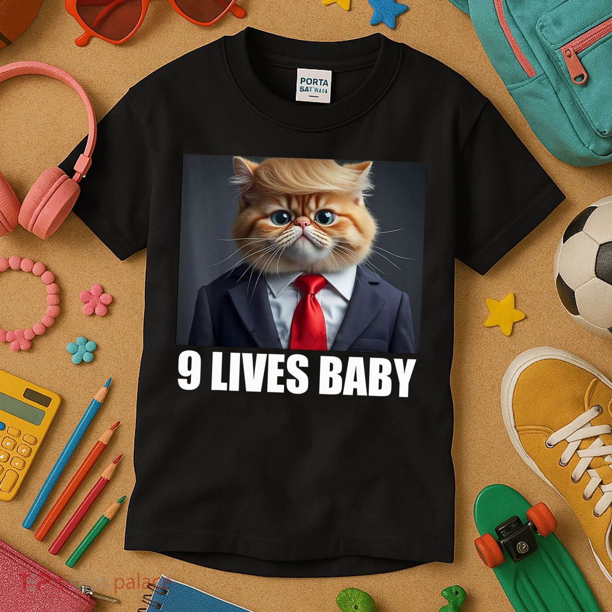Cat Trump 9 Lives Baby Kids T-Shirt