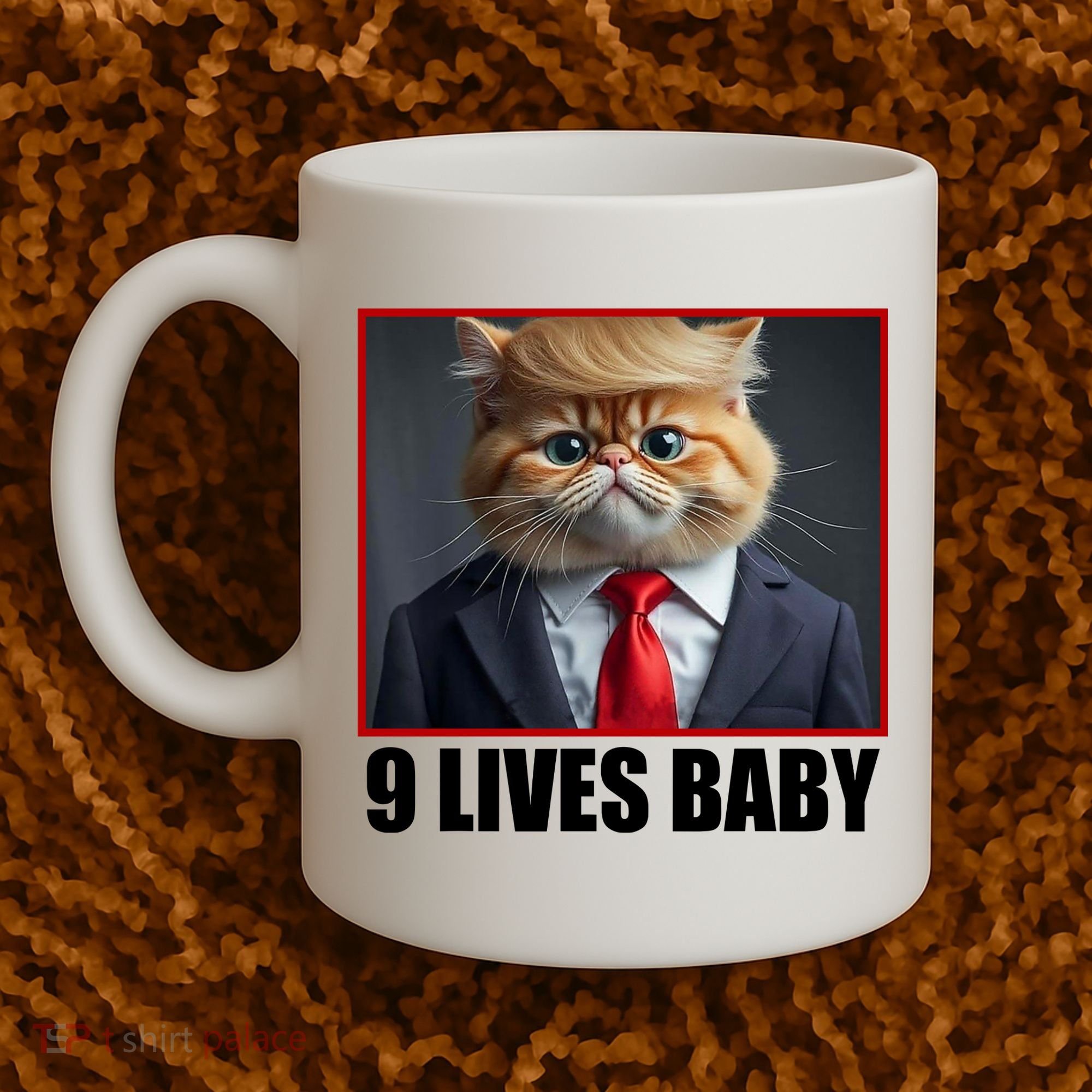 Cat Trump 9 Lives Baby Coffee Mug