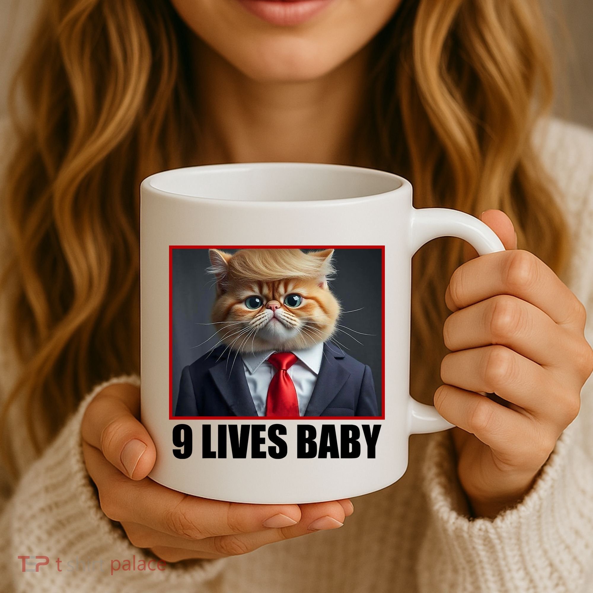 Cat Trump 9 Lives Baby Coffee Mug