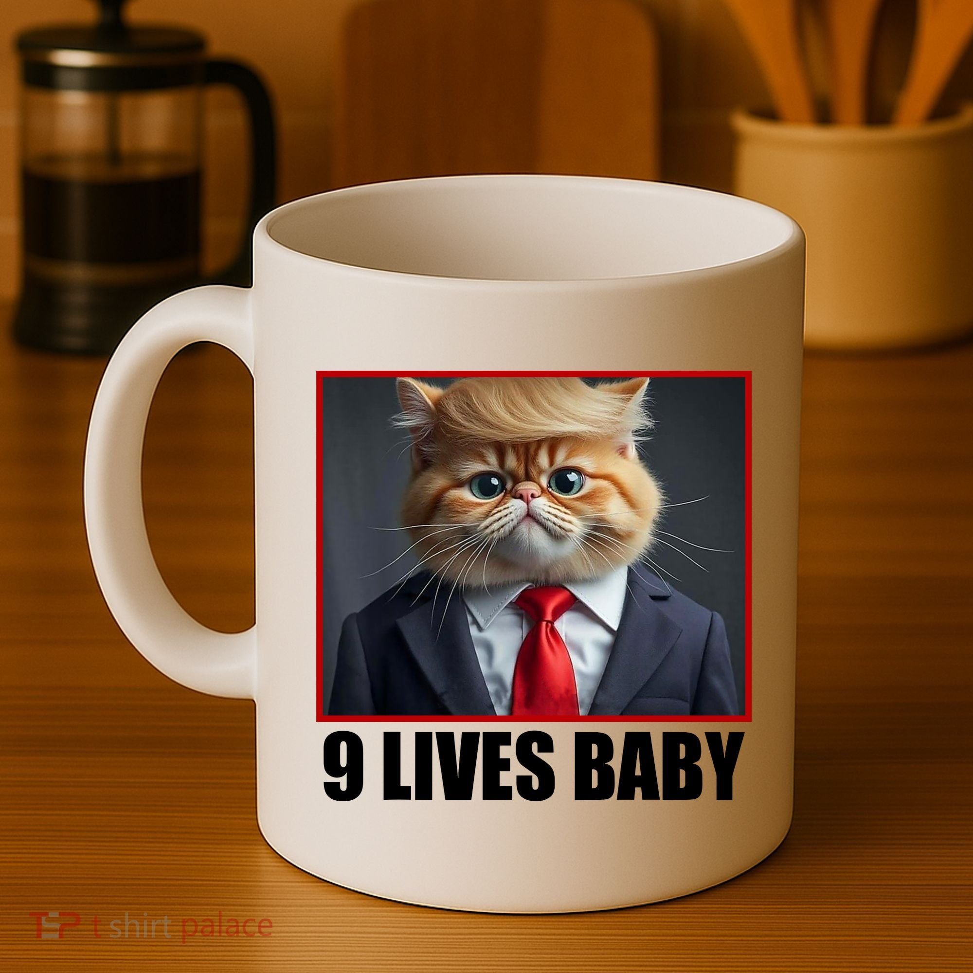 Cat Trump 9 Lives Baby Coffee Mug