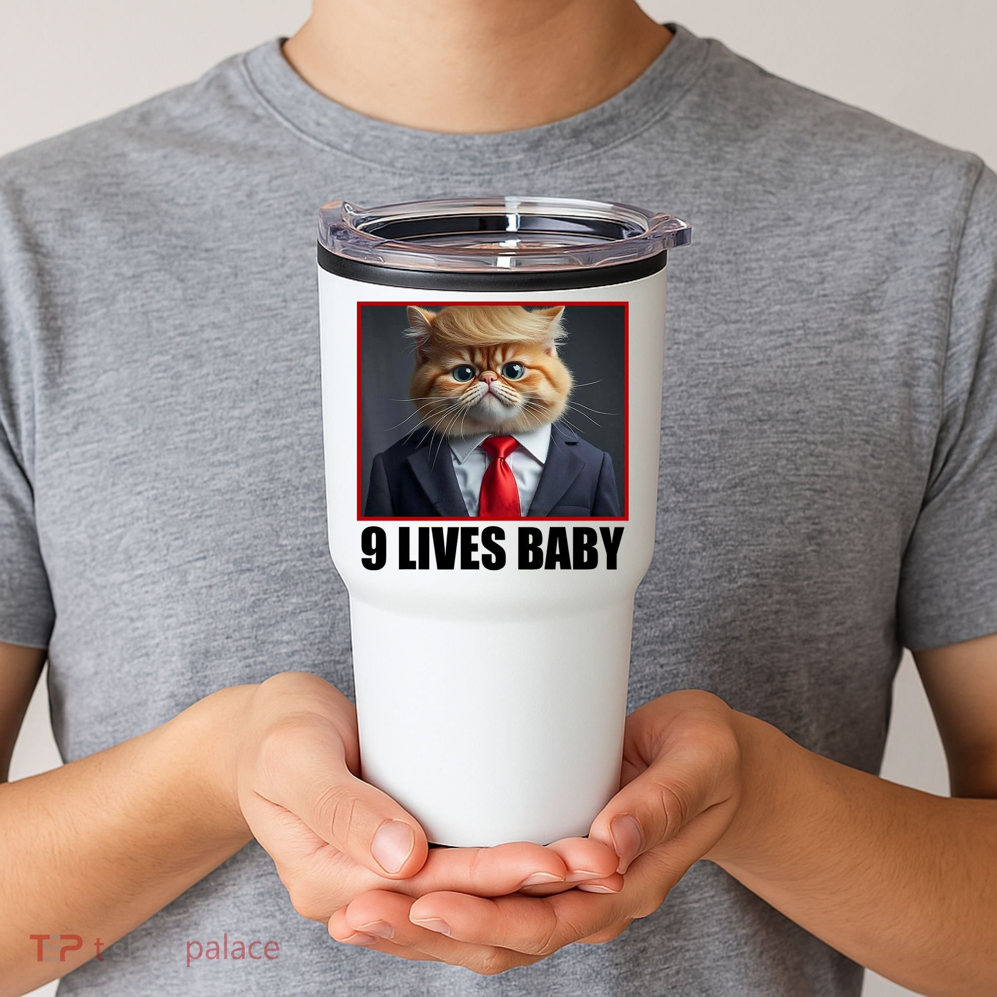 Cat Trump 9 Lives Baby Tumbler