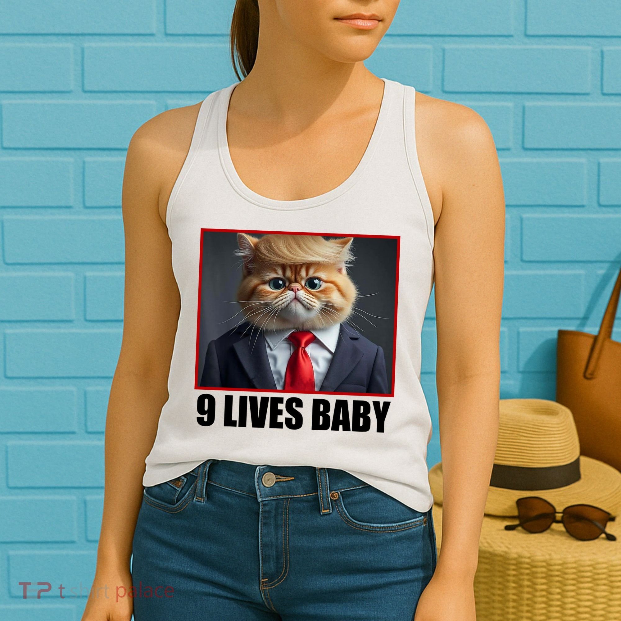 Cat Trump 9 Lives Baby Women's Tank Top