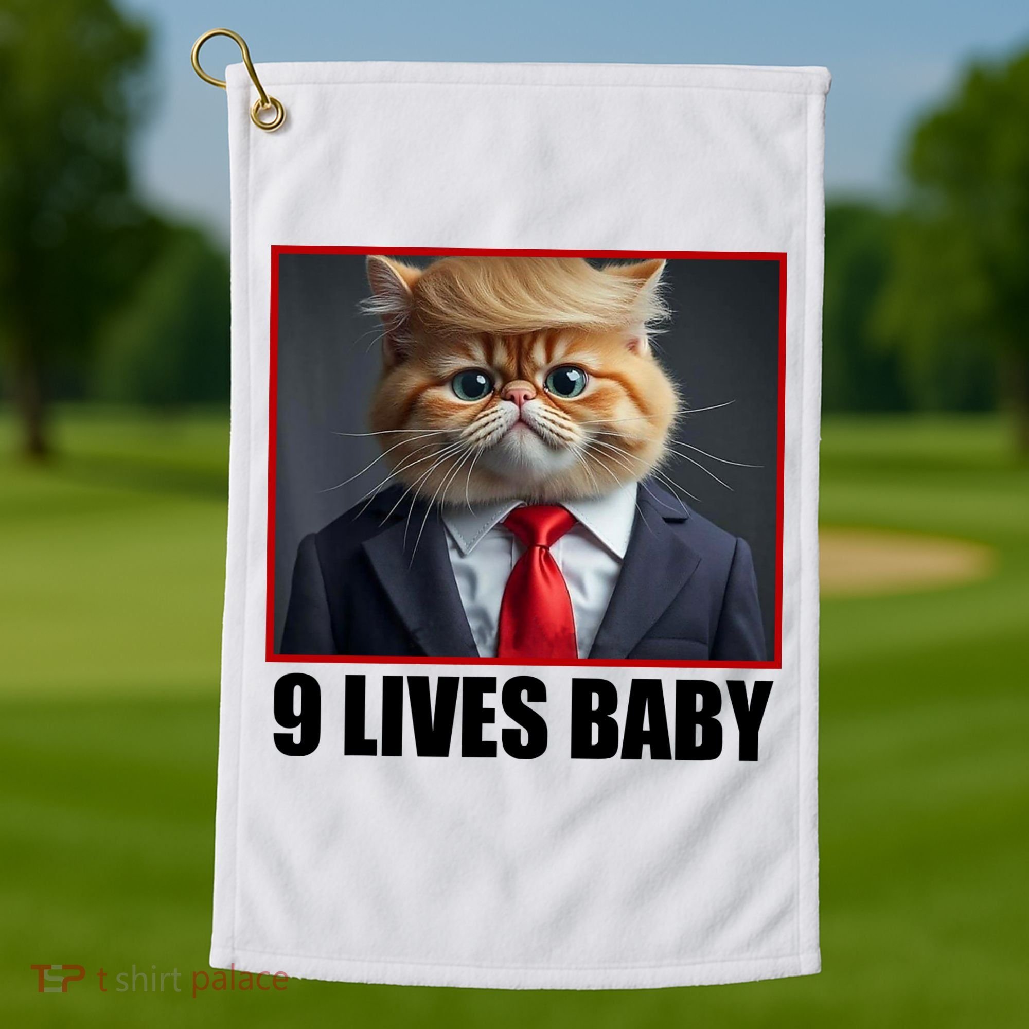 Cat Trump 9 Lives Baby Golf Towel