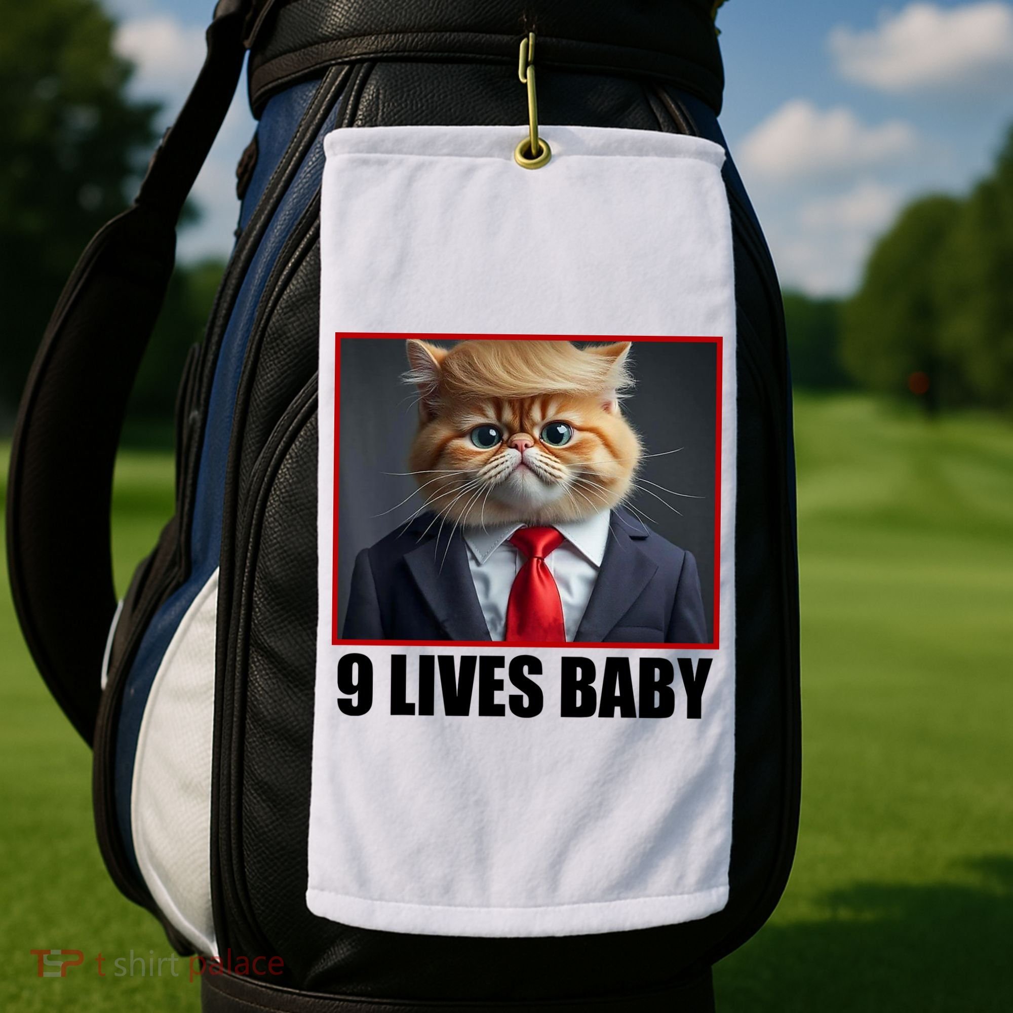 Cat Trump 9 Lives Baby Golf Towel
