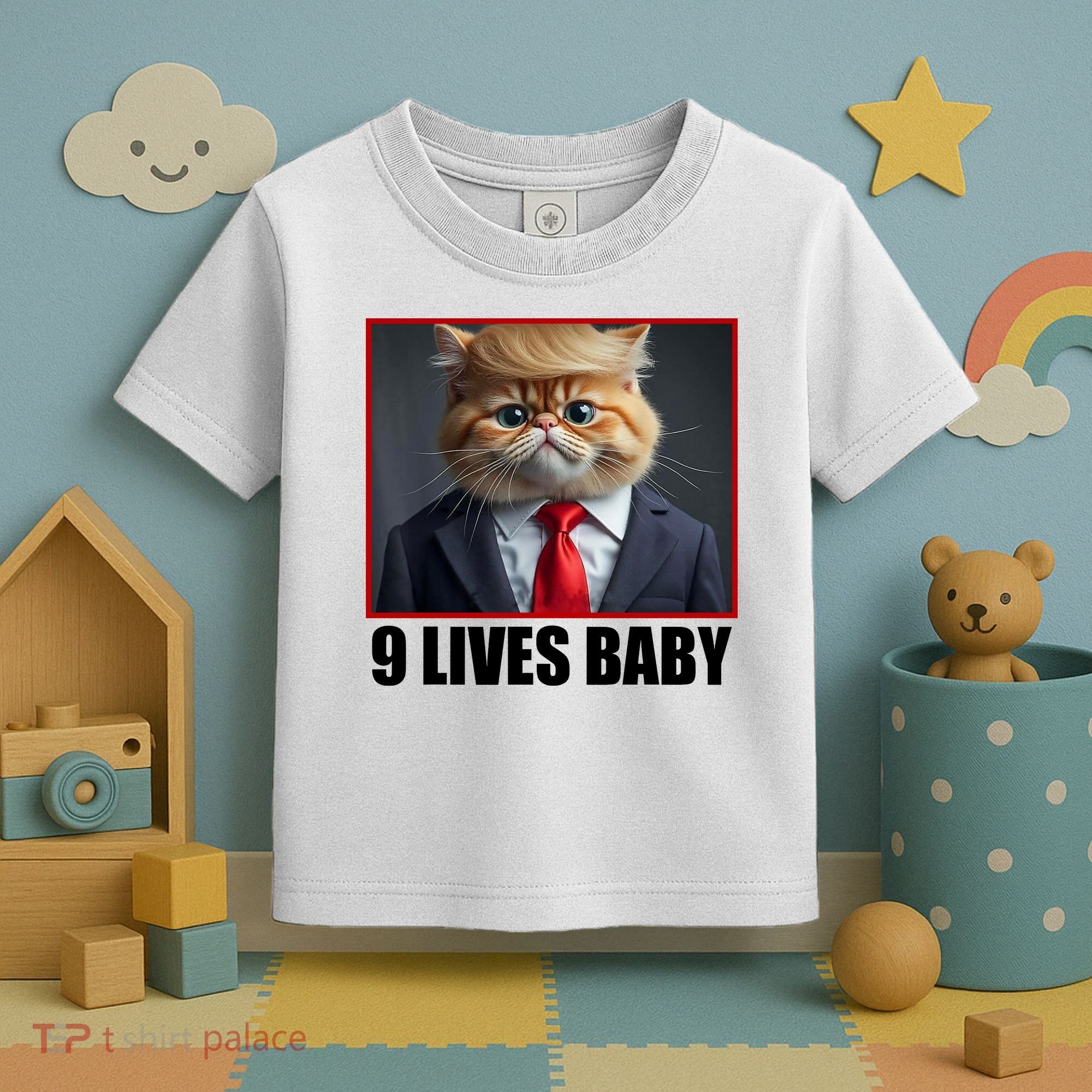 Cat Trump 9 Lives Baby Toddler T-Shirt
