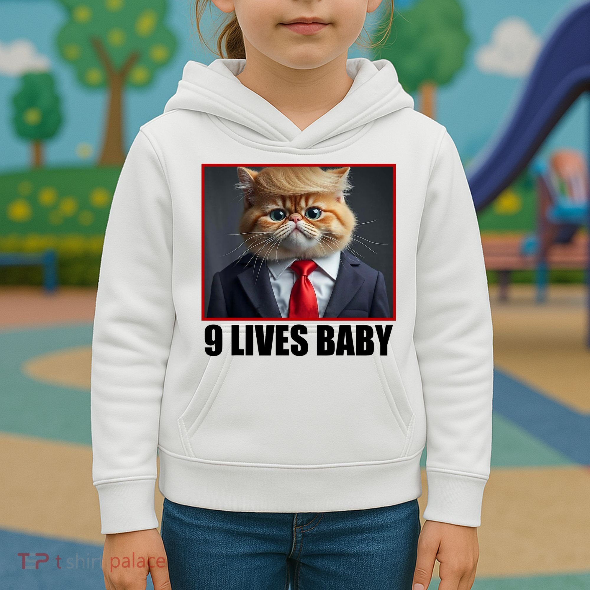 Cat Trump 9 Lives Baby Kids Hoodie